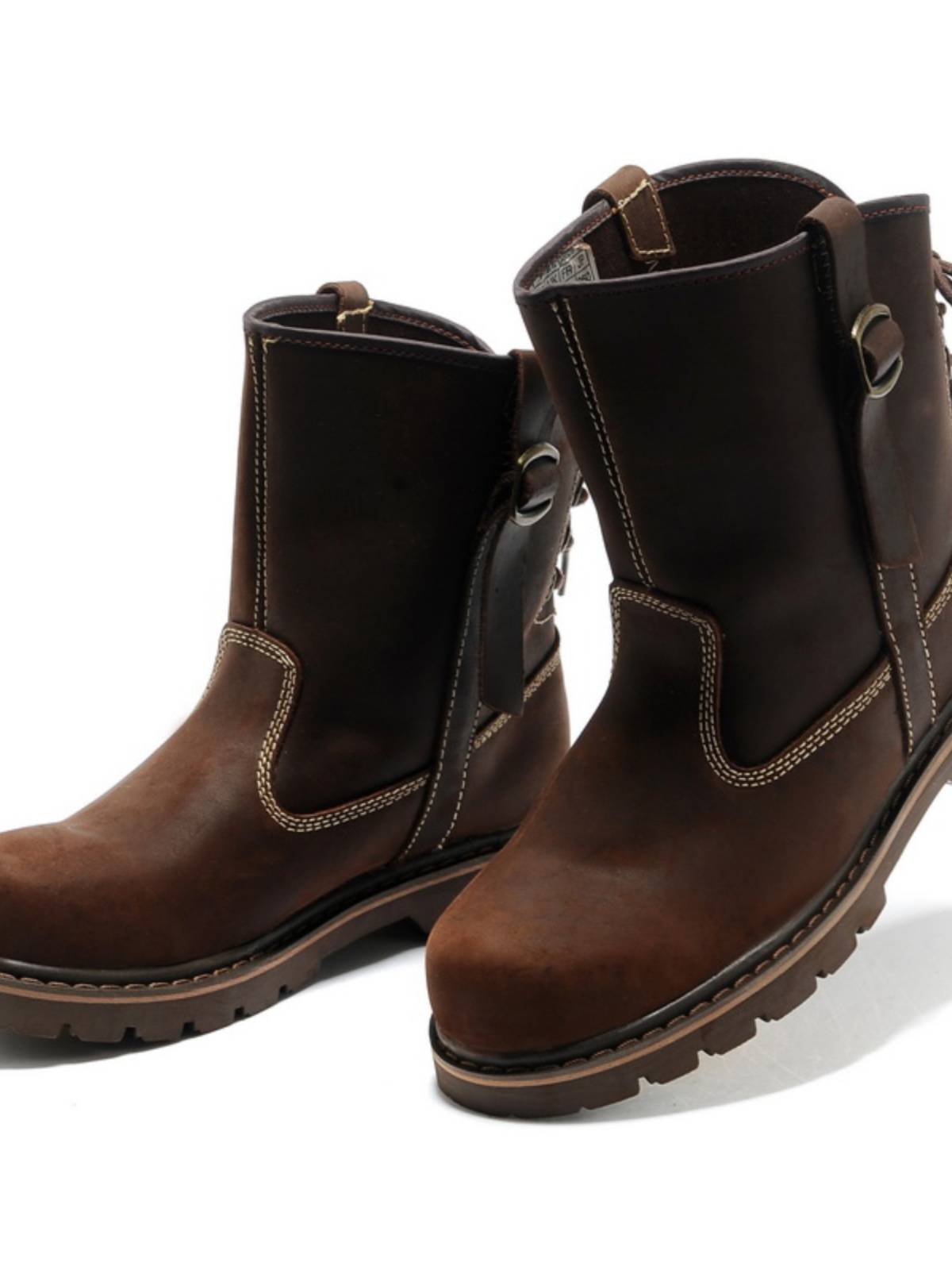 Leather short boots outdoor Martin boots women's boots boot boots, kraft air -breathable Mongolian horse boots, knights, round head motorcycle boots