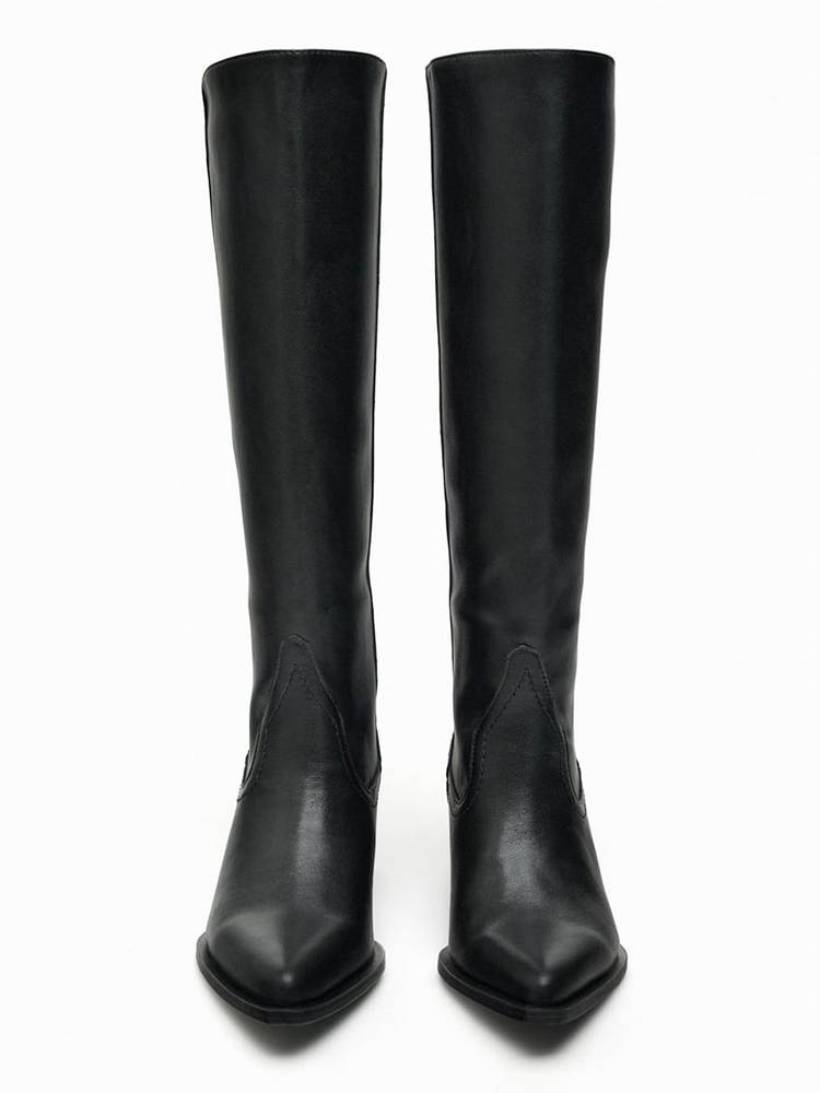ZA2023 Autumn and Winter New Polarot Rough Head -Western denim boots high tube fashion boots retro big tube width knight boots