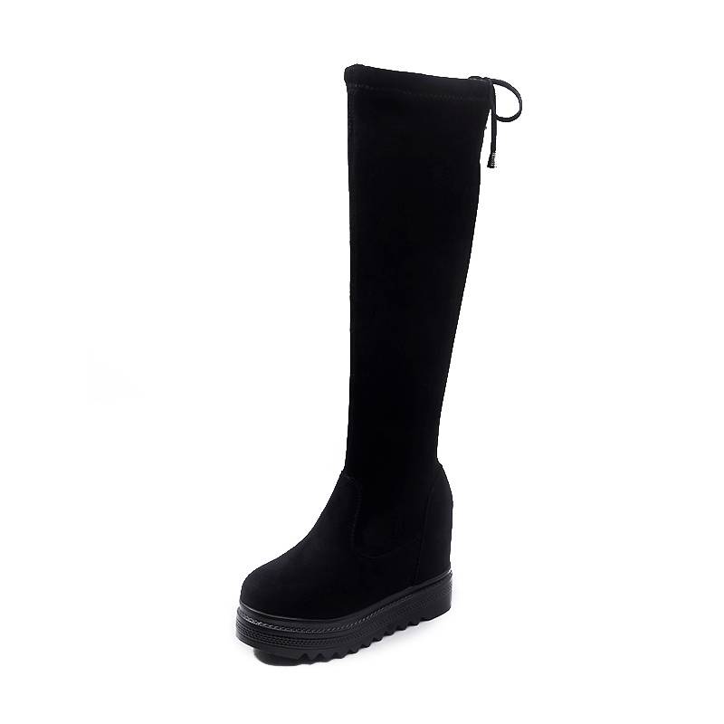 2023 Autumn Fashion Short Children with a thick bottom increase, but knee boots in the winter ultra -high heels in winter