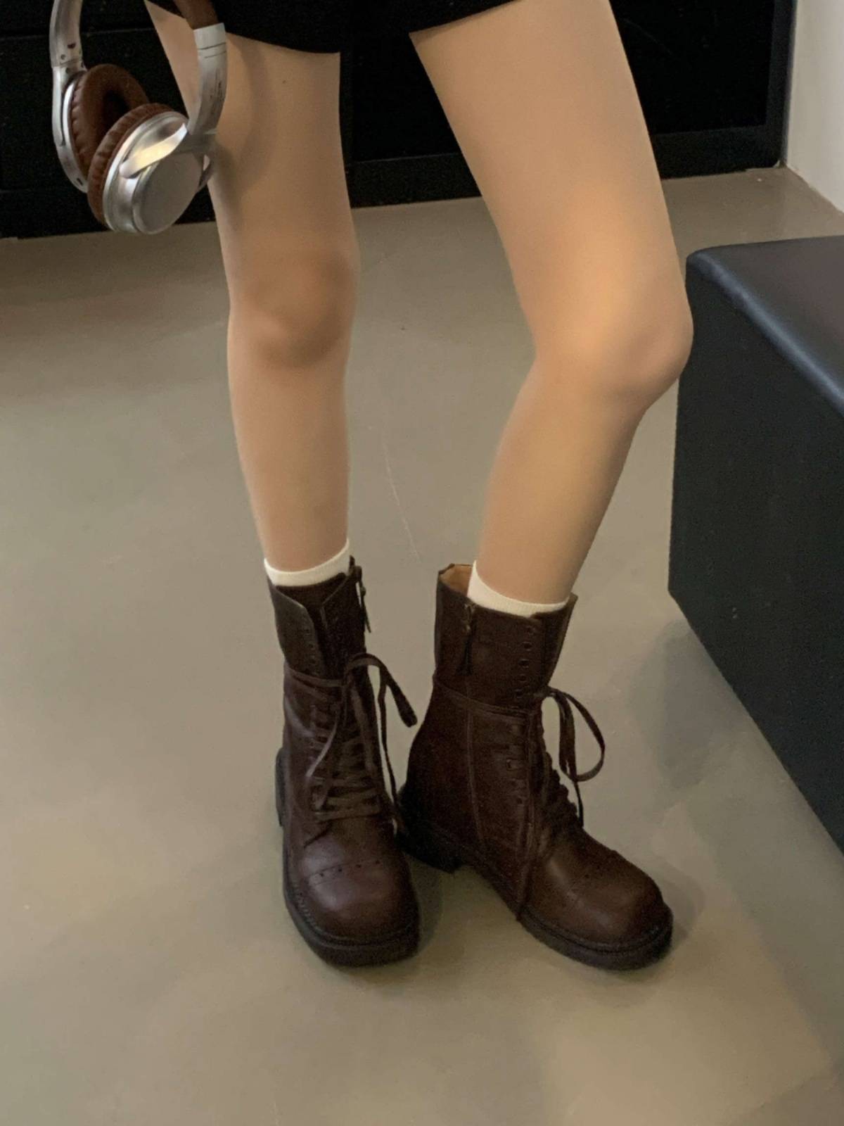 Inner increase of 2024 female summer rough heel retro Martin boots locomotive boots in western denim boots in British style knight short boots