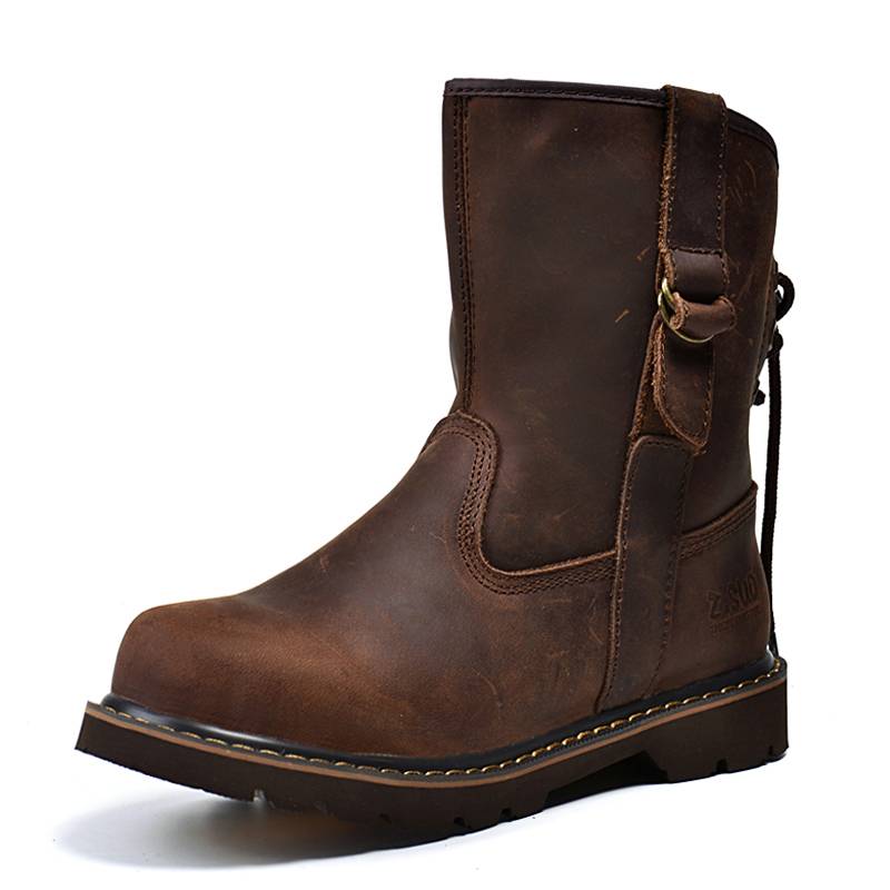 Summer Single Leather Women's Boots Leather Martin Boots Female British Boots Knight Boots Worker Boots Women's High -Government Locomotive Boots