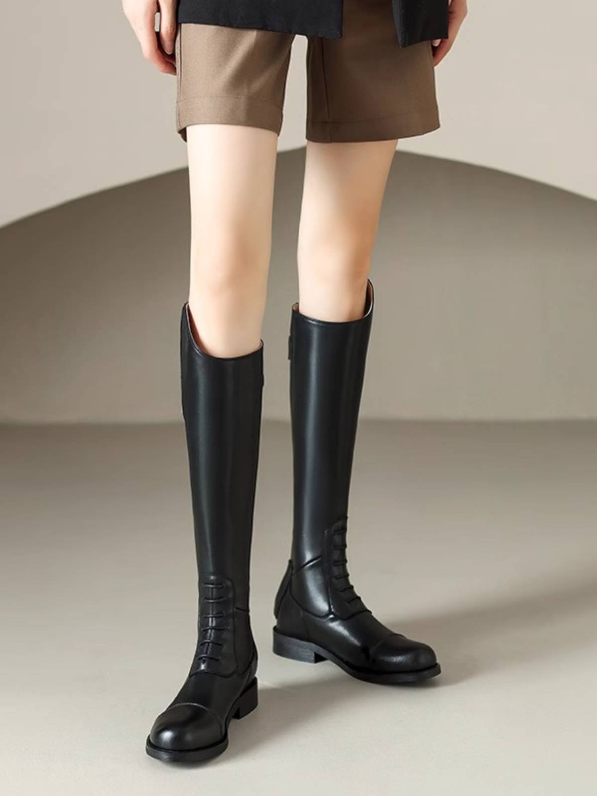 SFDYH boot boots, equestrian boots long boots, women's side zipper, but knee leather rivet high tube knight boots