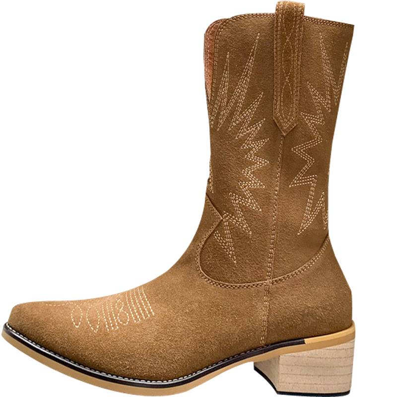 V -Cowboy Boots Women's Pipanus 2022 Autumn New Tide Vocal Riding Harles Boot Embroidery Mid -Big Women's Boots