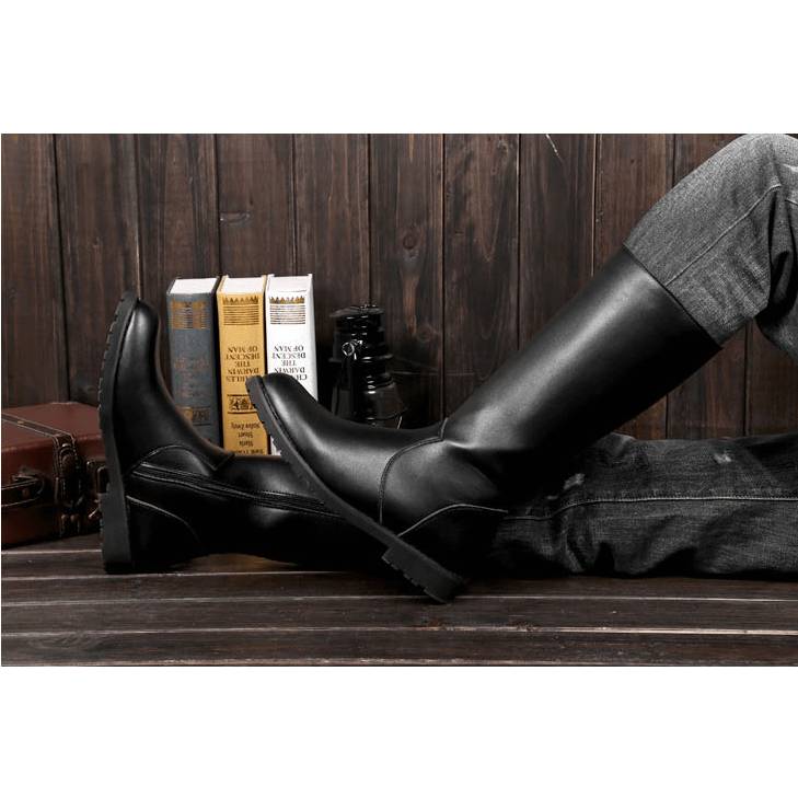 Men and women's leather boots men's shoes COSPLAY Anime Game Circuit Boots Ritual Boots Boot Martin Boot Black Black