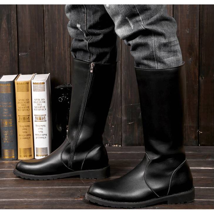 Men and women's leather boots men's shoes COSPLAY Anime Game Circuit Boots Ritual Boots Boot Martin Boot Black Black
