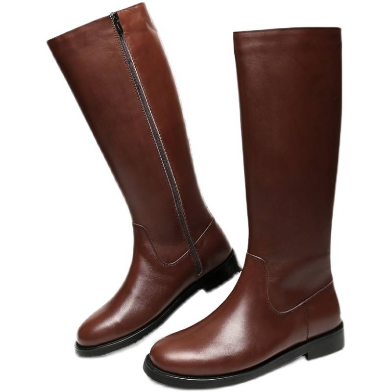 Winter men's leather boots long boots and horse boots men's boots high boots high -top and fleece cotton wool boots Knight equestrian boots