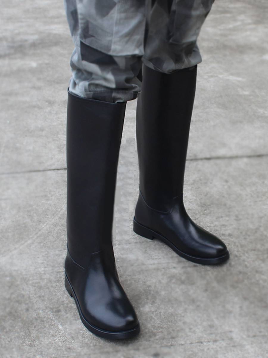 Men's boots leather horse boots men's high boots plus velvet leather boots Mongolian boots Mongolian boots high -top knight equestrian boots