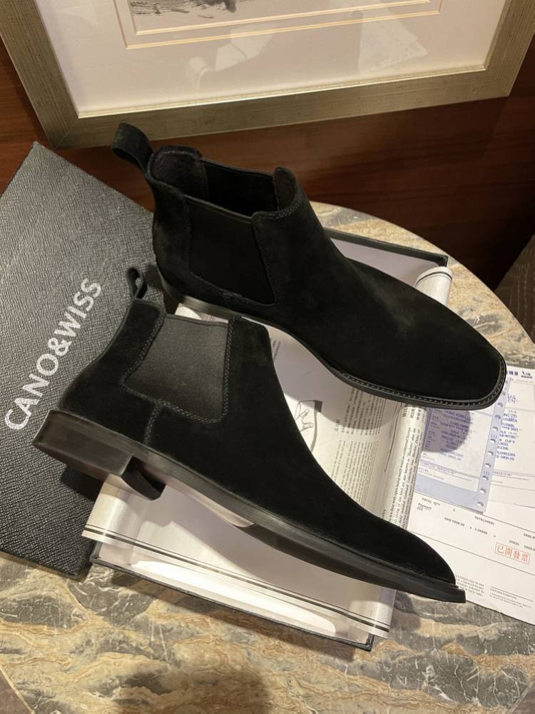 CW spring Chelsea boots male leather short boots flipped British kick and velvet formal Martin boots high -top business