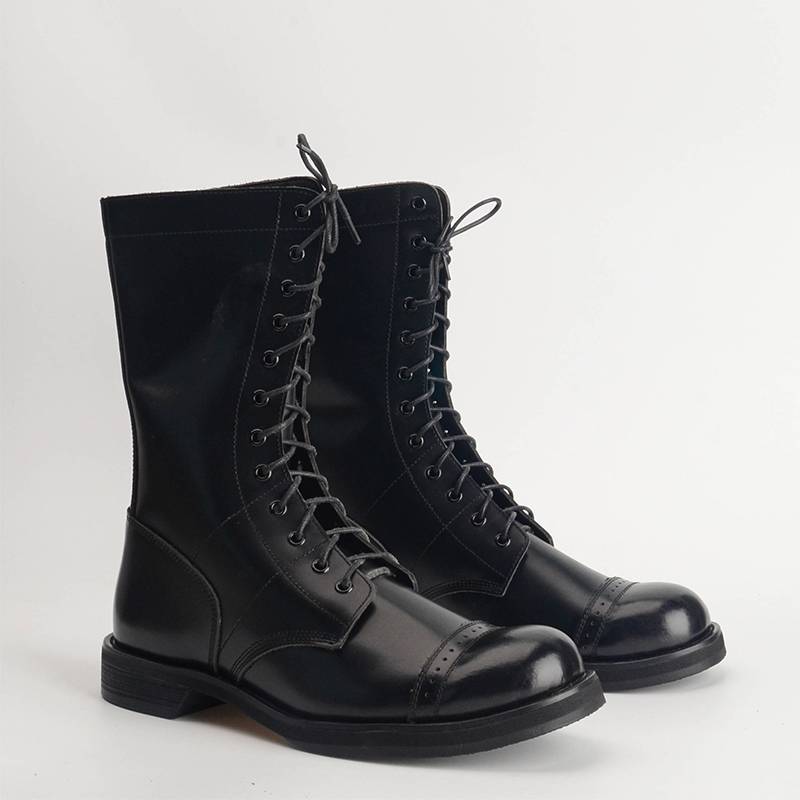 American paratrooper boots retro latic leather Martin boots male 45 large size round head British style thick bottom motorcycle worker boots