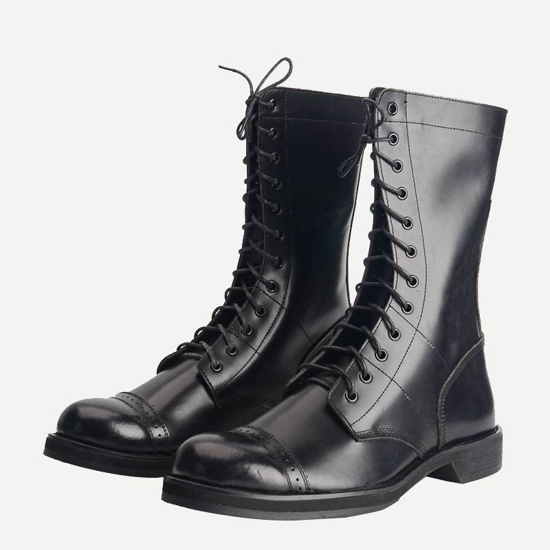American paratrooper boots retro latic leather Martin boots male 45 large size round head British style thick bottom motorcycle worker boots