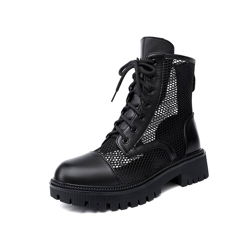 Yierkang mesh Martin boots women summer new breathable thin hollow boots British wind net yarn leather single boots