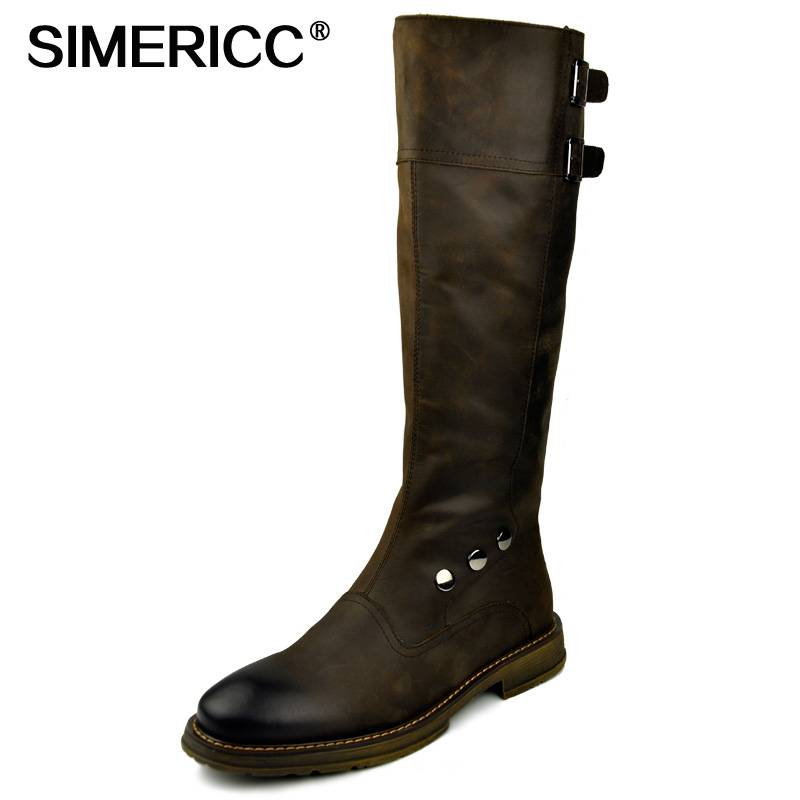 Head layer leather boots leather men's boots trend leather boots high -pilloral boots long horse boots men's paragraph 6677