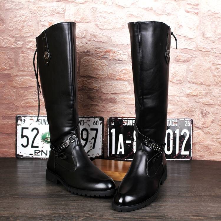 Winter men's pointed leather boots leather high boots increase casual Martin boots men's ceremonial boots individual boots