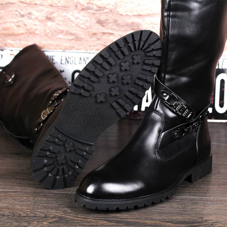 Winter men's pointed leather boots leather high boots increase casual Martin boots men's ceremonial boots individual boots