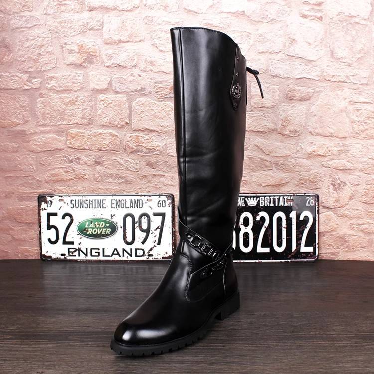 Winter men's pointed leather boots leather high boots increase casual Martin boots men's ceremonial boots individual boots