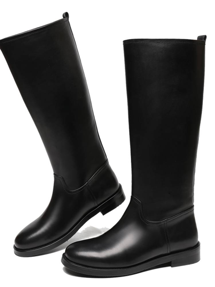 German high leather boots men's horse boots in winter plus velvet boots riding boots in ceremonies, ceremonial soldiers, big size motorcycle boots
