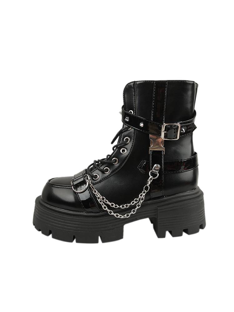 Sweet and thick Martin boots female 2023 autumn new black versatile car boots increase British style boots