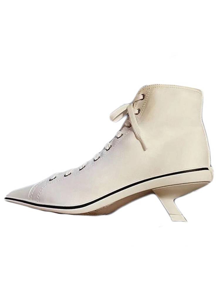 Fashion boots female 2023 new British style short boots casual versatile and pointed tie increase Martin boots