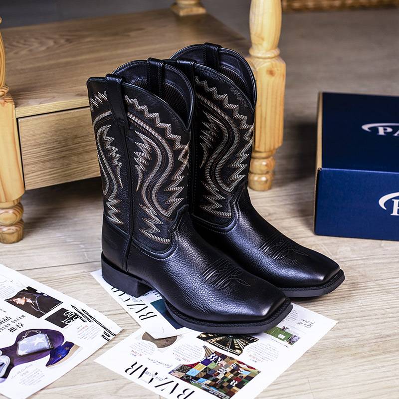 Palitutu embroidered western denim boots new boots and horse boots riding shoes male knight boots in Martin boots