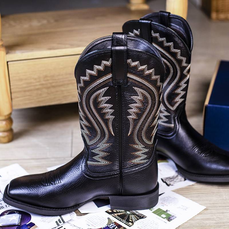 Palitutu embroidered western denim boots new boots and horse boots riding shoes male knight boots in Martin boots