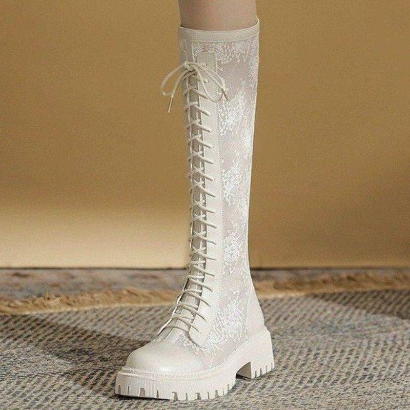 Martin Boots Girl's Summer Net 2024 new net veils with 100 long boots empty in white thick