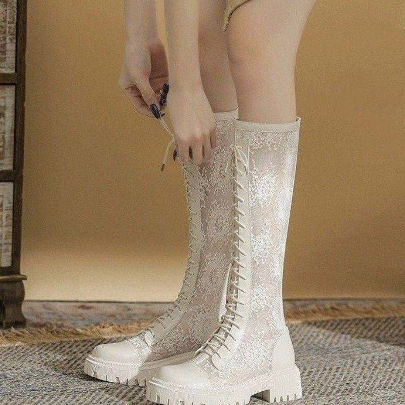 Martin Boots Girl's Summer Net 2024 new net veils with 100 long boots empty in white thick