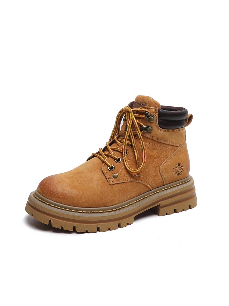 Inner increase Martin boots female 2024 new spring and summer dermis breathable retro mountaineering rhubarb boots thick bottom short boots female