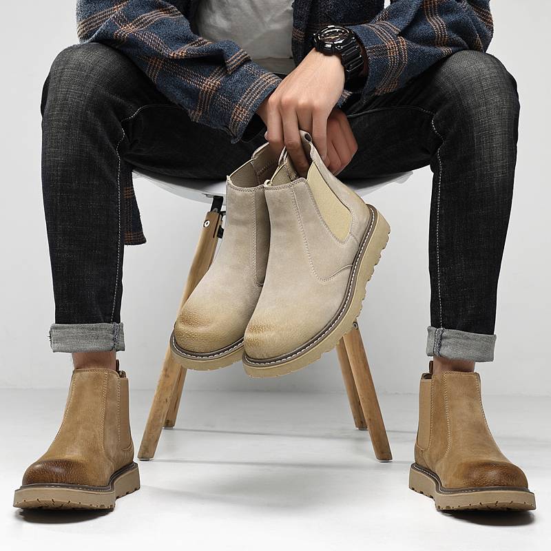 Chelsea boots men's high -top shoes, Yinglun Wind Martin Boots Retro Men's Shoes Winter Desert Boots Gang Bester Boots