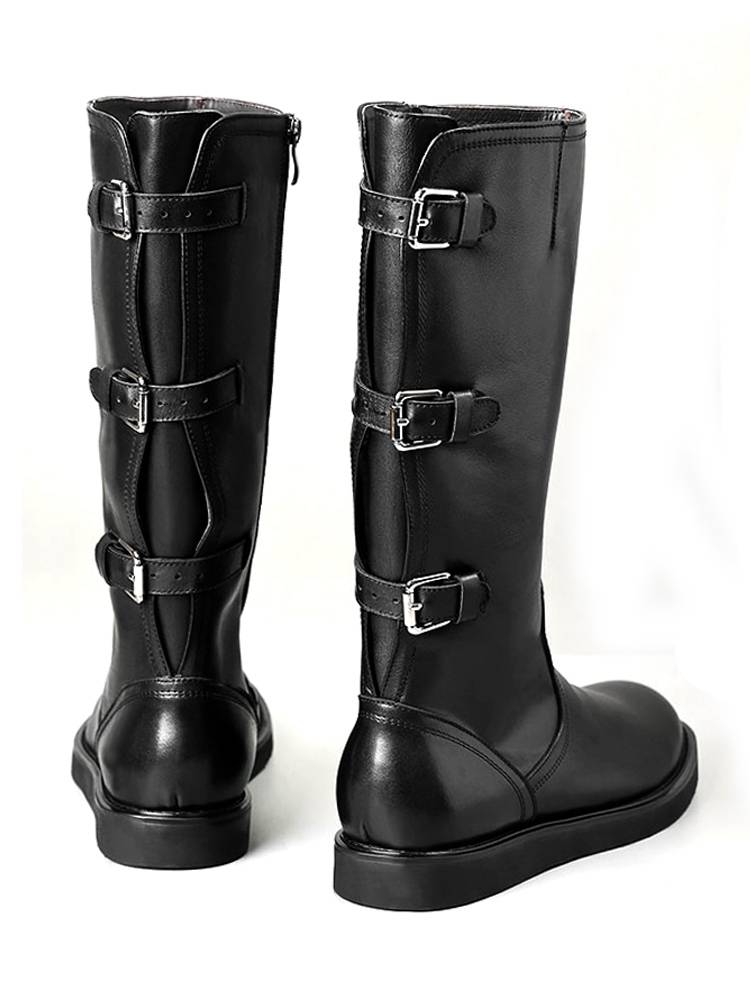 Cowhide Horse Boots Martin Boots Leather Long Boots Men's Boots Men's Boots Men's British denim leather boots motorcycle boots