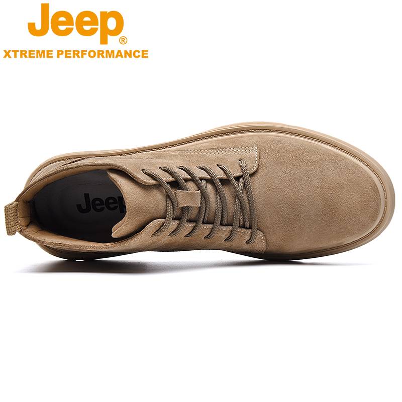 Jeep men's shoes tactical Martin boots desert short boots spring and autumn leather men's boots with fleece and cotton shoe workers