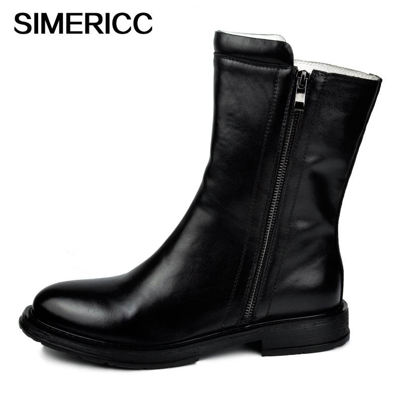 All -leather short horse boots men's wool boots in the leather plus snow boots Martin boots fur fur all -in