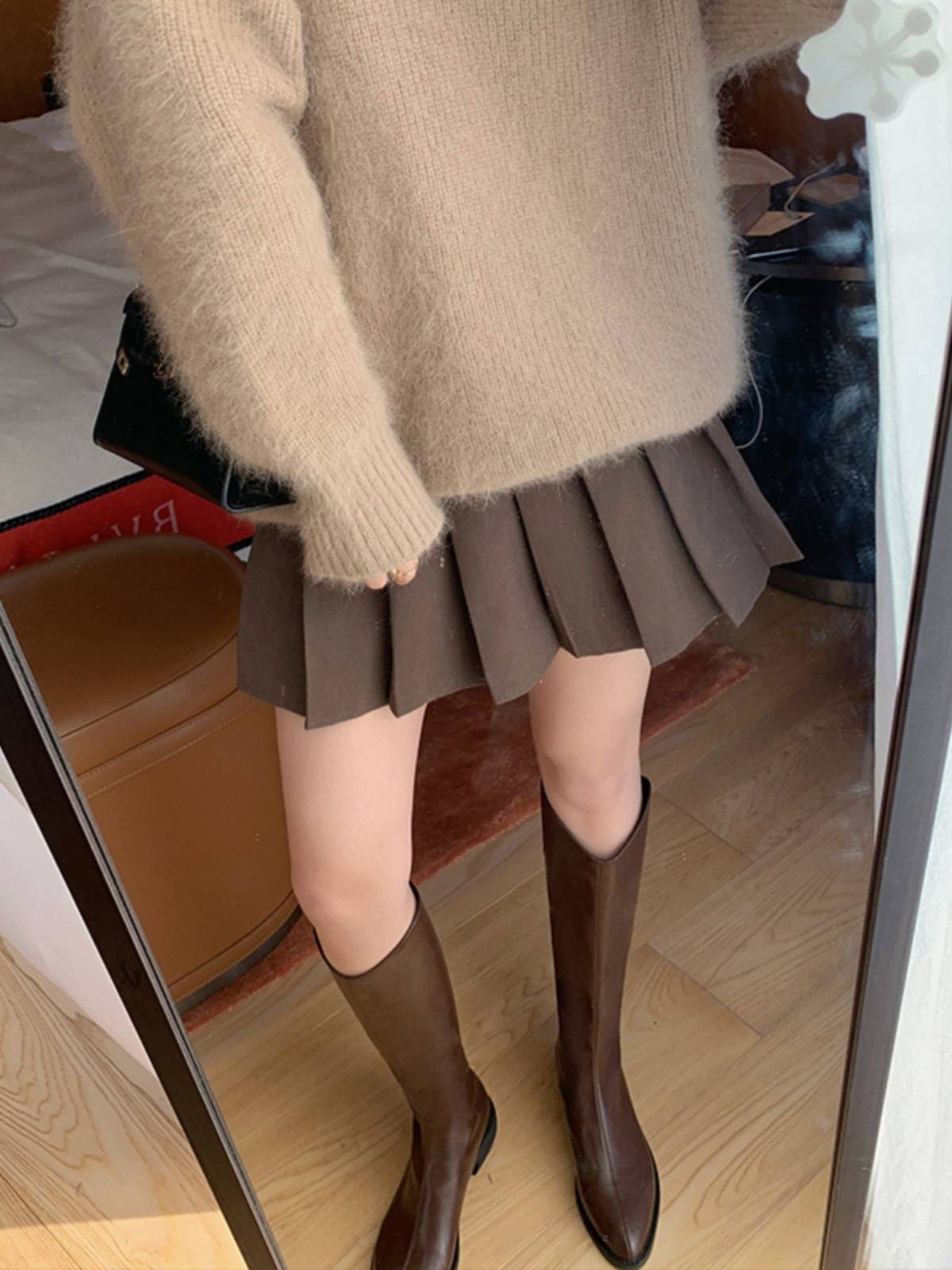 Rear zipper thick soles of leather boots V mouth western denim boots female high -heeled knight boots boots boots high boots long boots