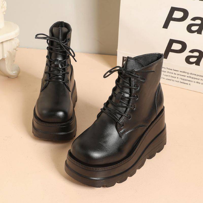Slope and COS height shoes 20cm puffy cake bottom Martin boots autumn and winter British wind short boots female short boots increase bottom