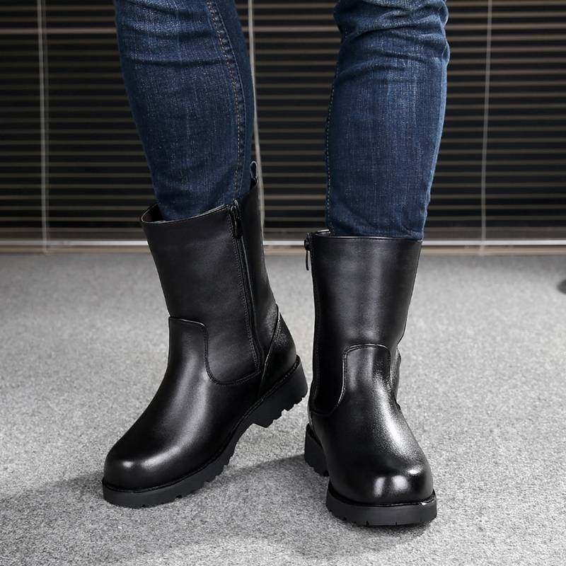 Men's boots in all cowhide leather boots Mongolian horse boots, fur coat, northeast cold -proof high tube wool snow boots