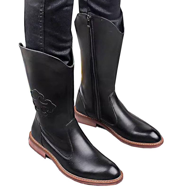 Height British riding boots high boots Martin boots Mongolian boots spring workpiece boots trend leather boots men's long cylinder