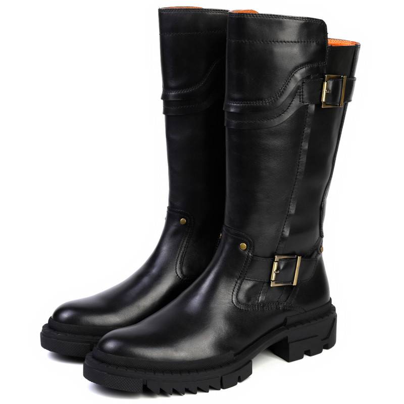 2023 new high boots leather horse boots long boots thick bottom winter trendy men's boots Korean cowhide boots Martin boots