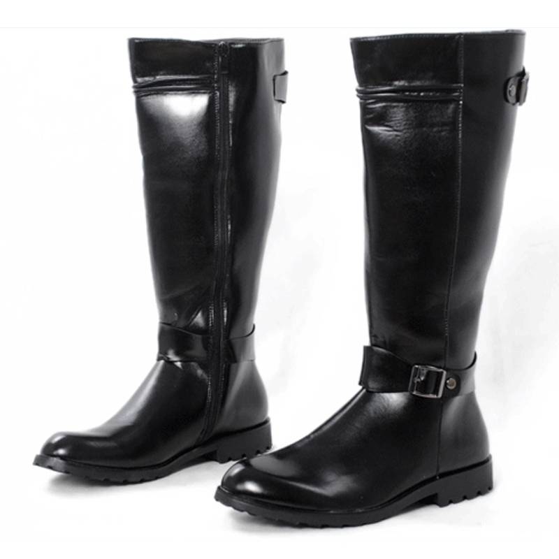 Autumn and winter high boots, high -top long -hand boots, high -pipe boots Korean version of men's trend British denim outdoor boots