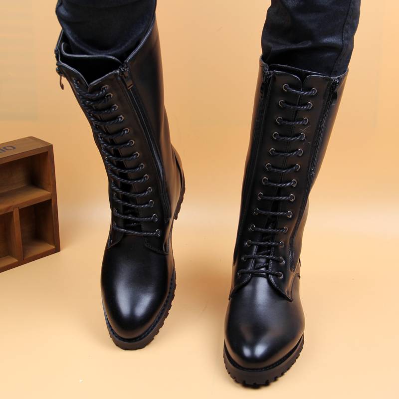 Summer breathable long tube men's Martin boots high -top men's boots high boots riding ride boots trend Gaobang leather boots lace
