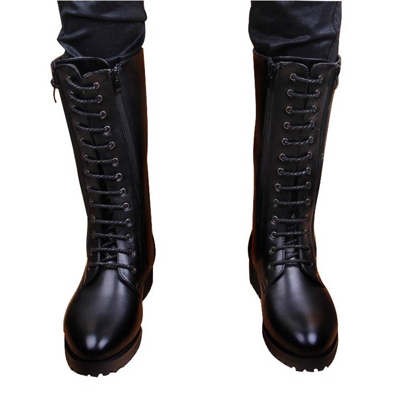 Summer breathable long tube men's Martin boots high -top men's boots high boots riding ride boots trend Gaobang leather boots lace