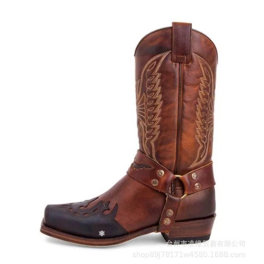 Women's boots and bird stitching Martin boots large size square and Roman boots retro medieval COS drama performance