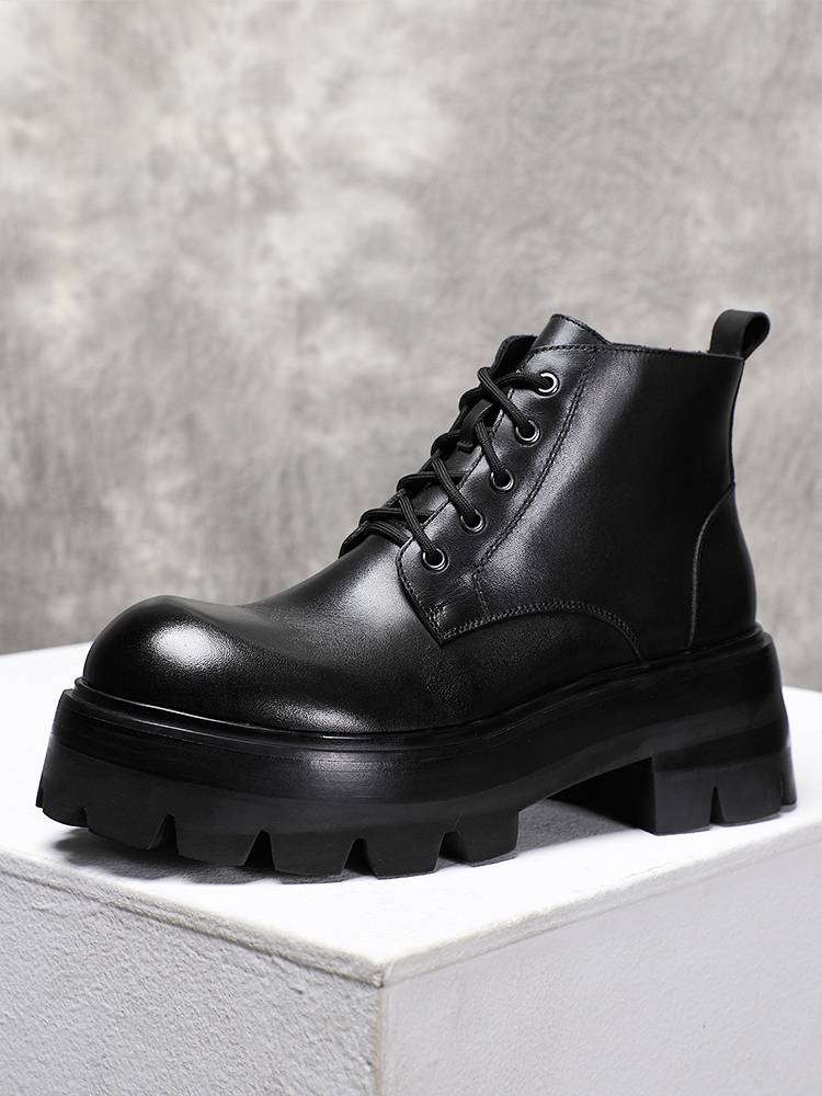 VIP Martin Boots Male 2024 new summer breathable header cowhide British wind thick bottom increase 8cm short boots tide