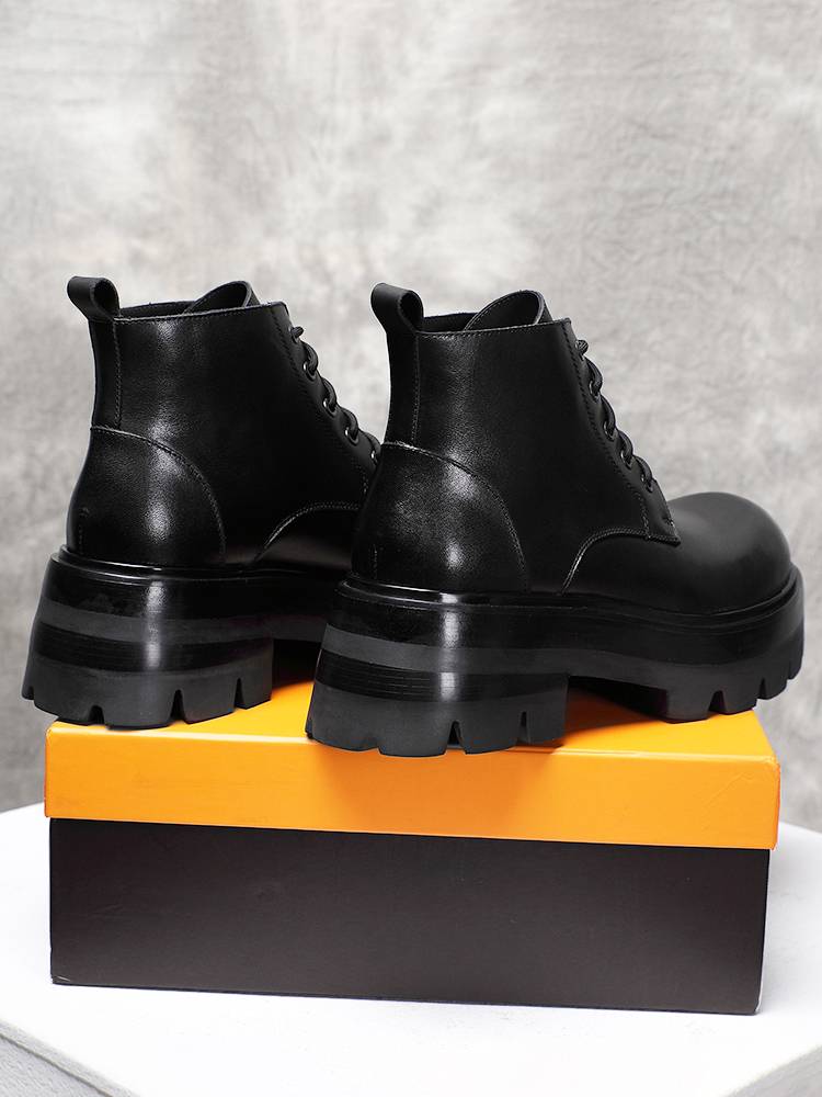 VIP Martin Boots Male 2024 new summer breathable header cowhide British wind thick bottom increase 8cm short boots tide