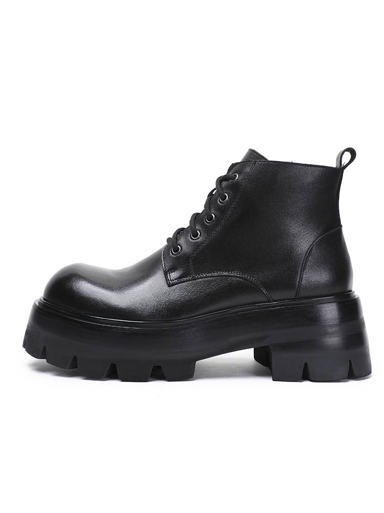 VIP Martin Boots Male 2024 new summer breathable header cowhide British wind thick bottom increase 8cm short boots tide