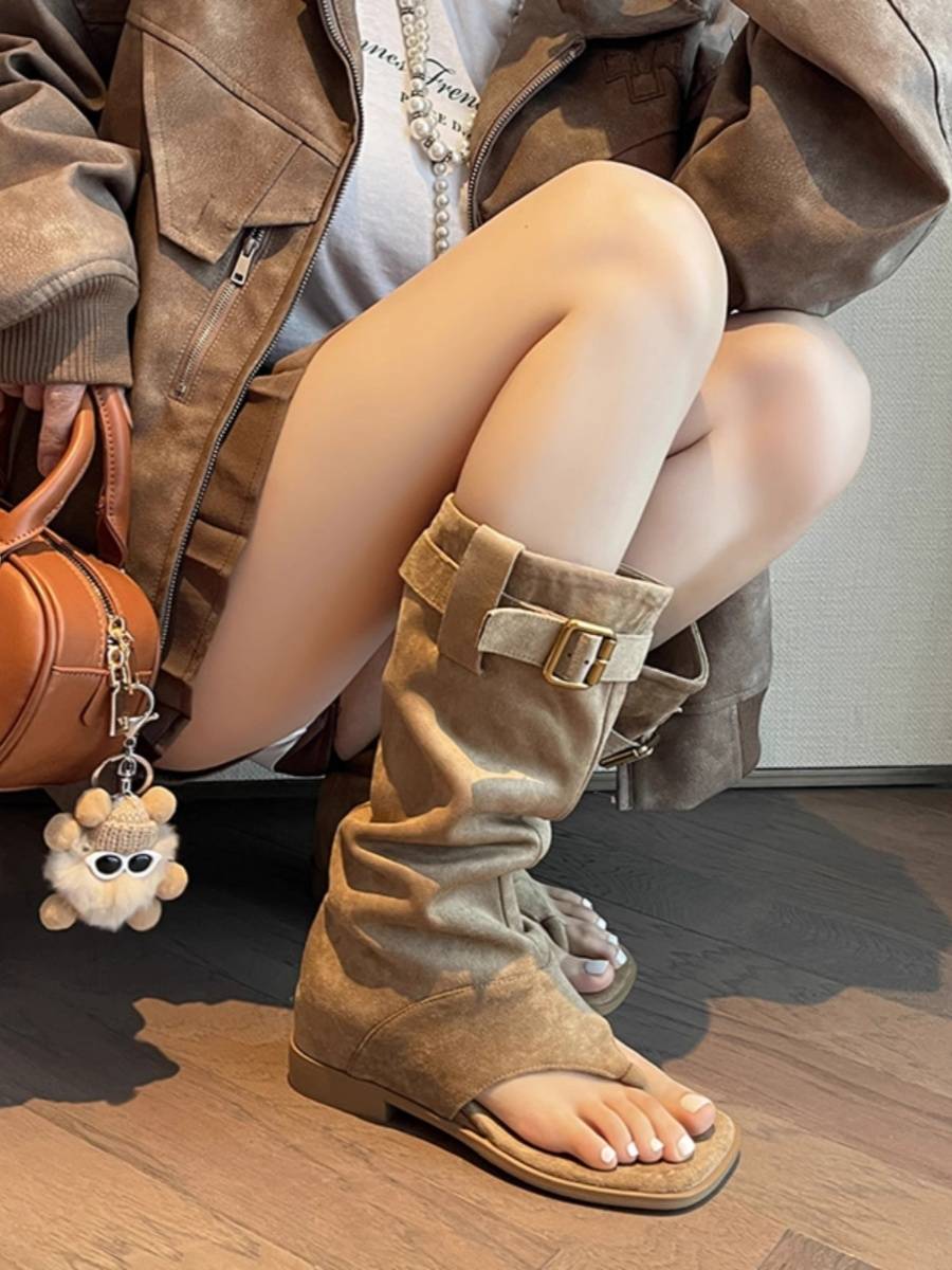 Marad Ludo -toe Boot Slope Slope Raiders Bohemian Beach Roman Sandals High -level Sensory Boot Summer