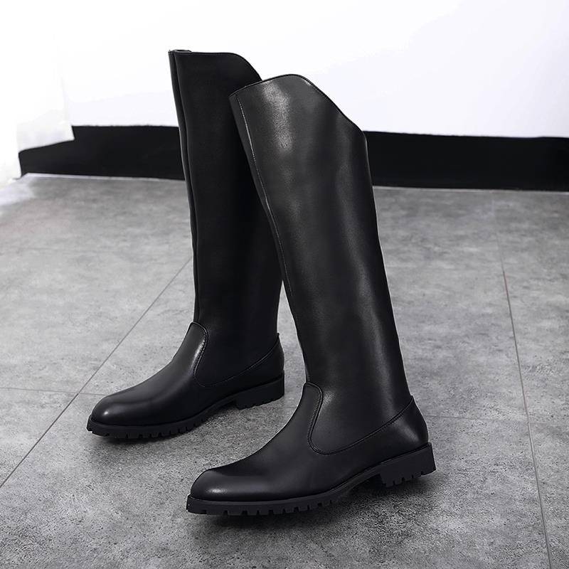 Summer boots men's over -the -knee high -top boot, denim january boots, men's leather boots, British long tube Martin boots breathable