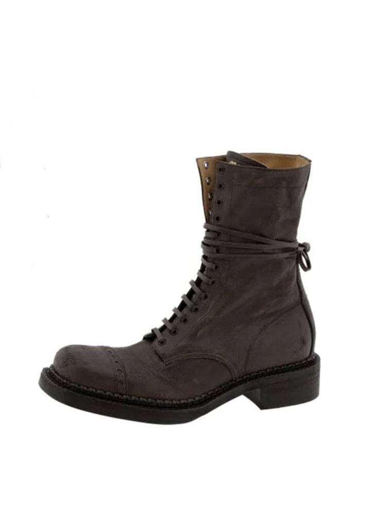 MIU Family Leather Martin Boots Female 2024 This year's new retro British style thick heels in summer short short boots
