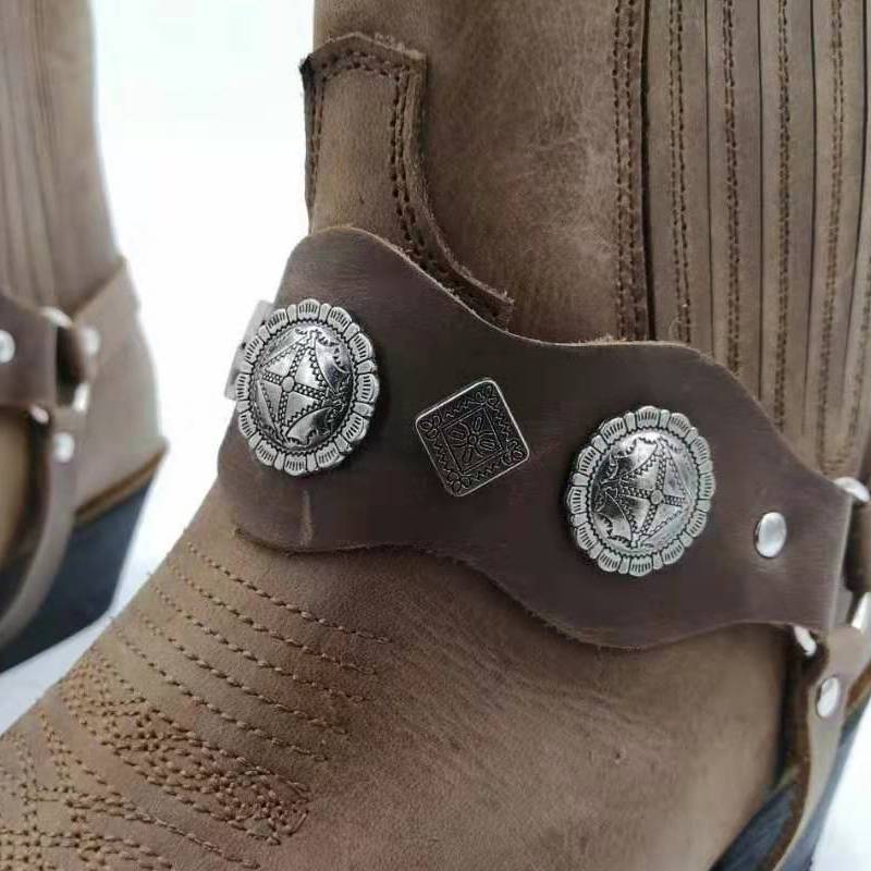West Cowboy's short boots, retro-cooked horse boots