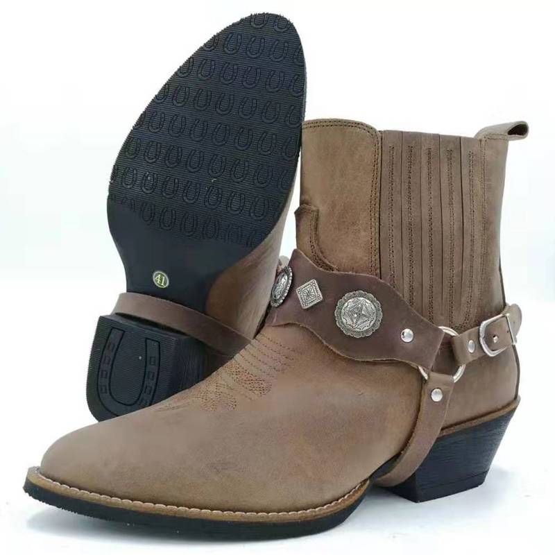 West Cowboy's short boots, retro-cooked horse boots