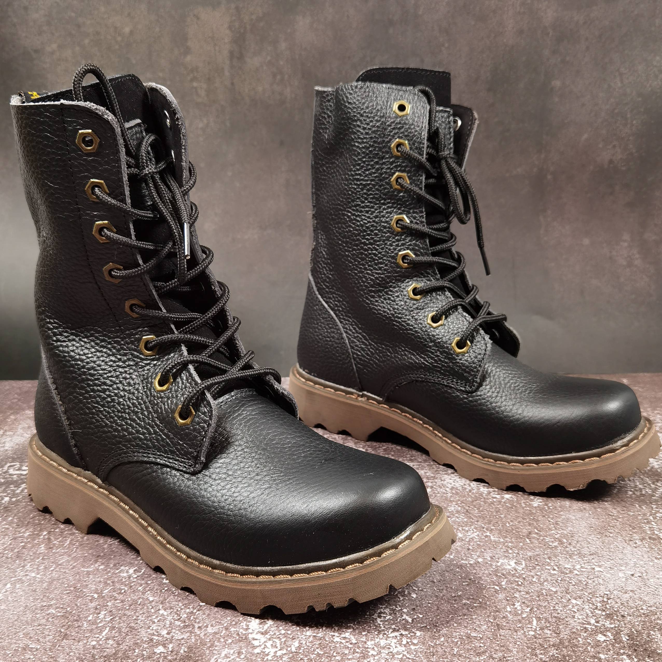 Leather retro lattima Martin boots men's high -top boots leather boots waterproof medium tuck cotton boots locomotive boots Knights and horse boots