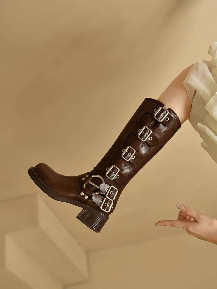 Xinjiang Grassland Sichuan West Tourist Western denim boots wear retro knight boots brown motorcycle boots MIU boots children